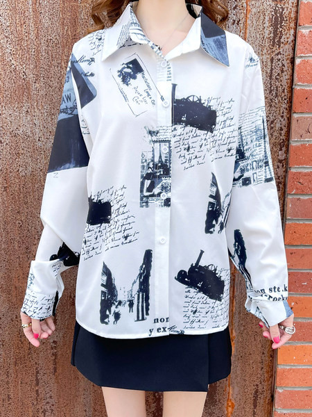 Γυναικείο πουκάμισο με κλασικό γιακά και απλικέ