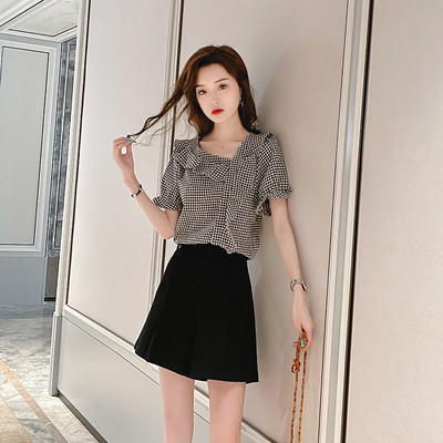 Καλοκαιρινό καρό πουκάμισο με βολάν