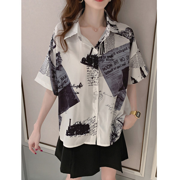 Naiste lühikeste varrukate ja klassikalise kraega särk