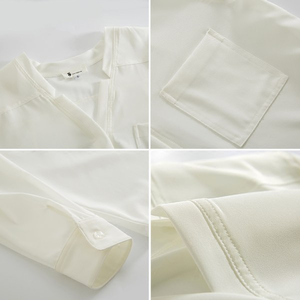 Γυναικείο πουκάμισο casual με λαιμόκοψη V και τσέπες