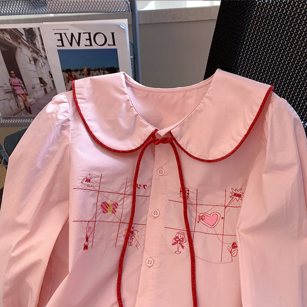 Ženska pamučna košulja s vezom i klasičnim ovratnikom