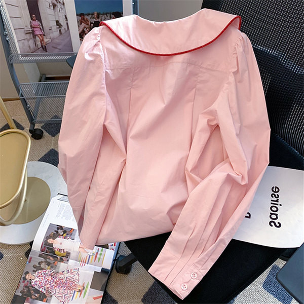 Ženska pamučna košulja s vezom i klasičnim ovratnikom