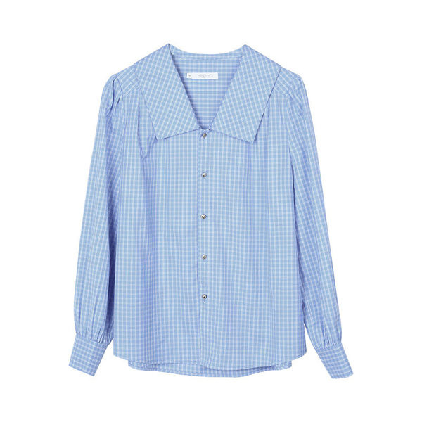 Ženska široka košulja sa špic izrezom i puf rukavima