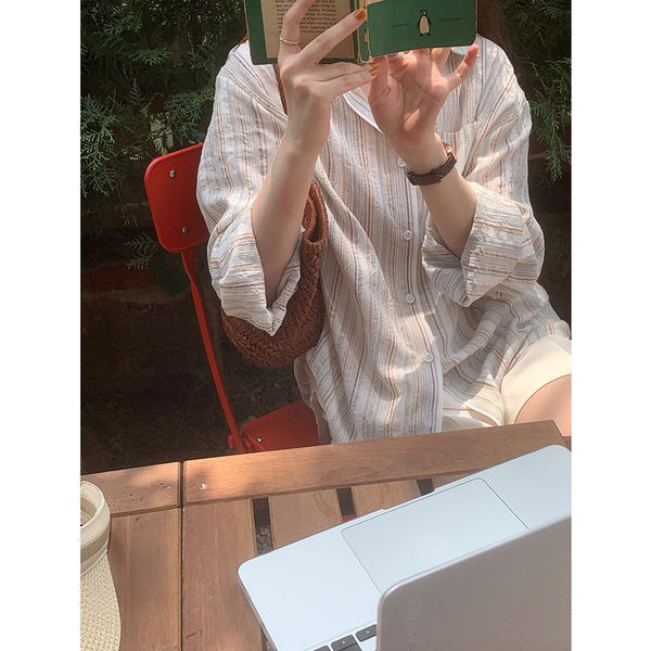 Дамска раирана риза широк модел