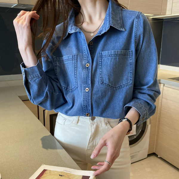 Дамска дънкова риза няколко модела с копчета 