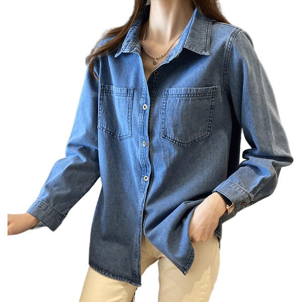 Дамска дънкова риза няколко модела с копчета 