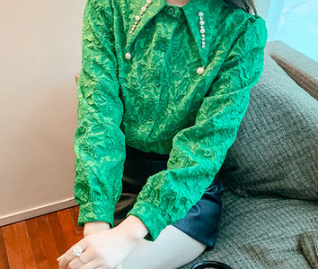 Ανοιξιάτικο γυναικείο πουκάμισο δαντέλα με πέτρες και πέρλες