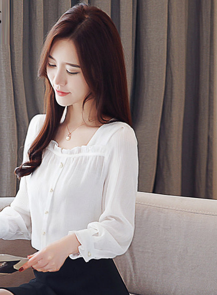 Uus mudel kandilise kaelusega naiste särgist - valge ja roosa