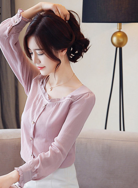 Uus mudel kandilise kaelusega naiste särgist - valge ja roosa