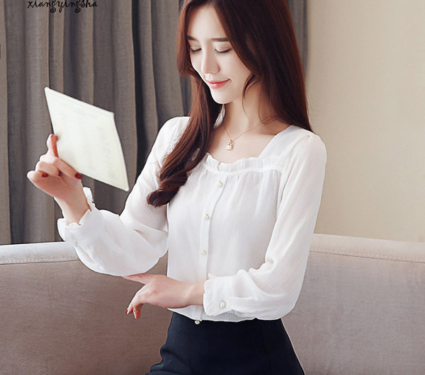 Uus mudel kandilise kaelusega naiste särgist - valge ja roosa