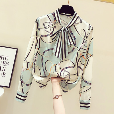 Novi model ženske košulje od šifona sa okruglim izrezom i vezicama