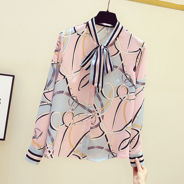 Novi model ženske košulje od šifona sa okruglim izrezom i vezicama