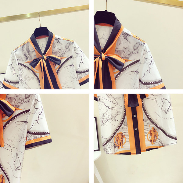 Модерна риза с къс ръкав и шпиц деколте