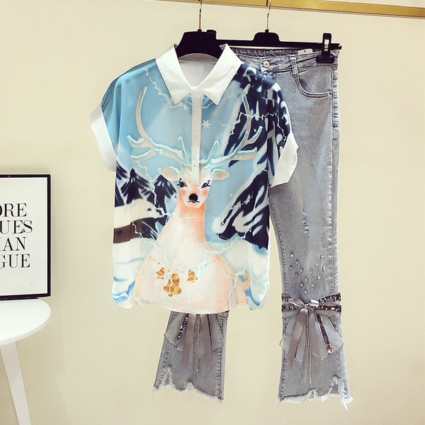 Καλοκαιρινό πουκάμισο με πολύχρωμο απλικέ και κλασικό γιακά