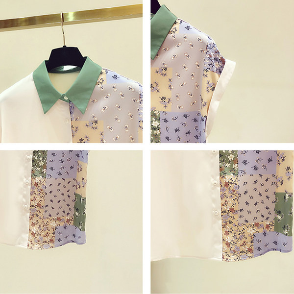 Γυναικείο πουκάμισο με φλοράλ μοτίβα και κοντό μανίκι