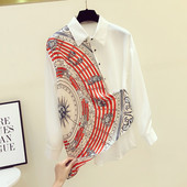 Ασύμμετρο μοντέλο γυναικείου πουκάμισου με έγχρωμη απλικέ