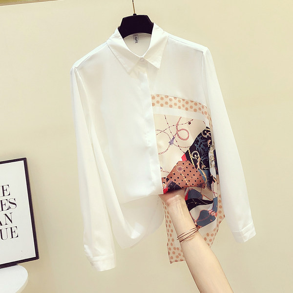 Naiste pikk aplikatsiooni ja nööpkinnitusega särk