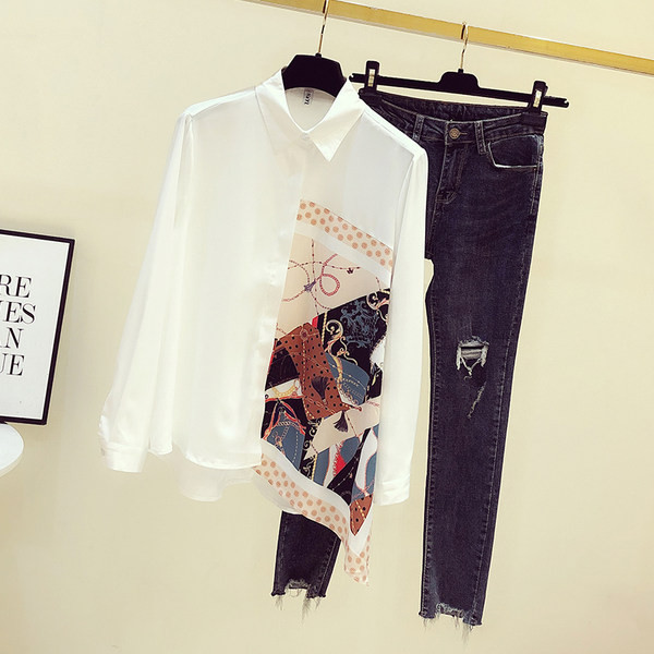 Naiste pikk aplikatsiooni ja nööpkinnitusega särk