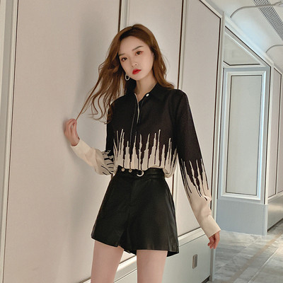 Moodne naiste särk nööpide ja klassikalise kraega