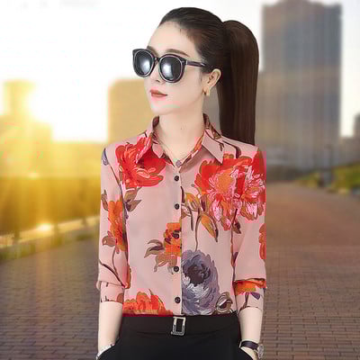 Γυναικείο φλοράλ πουκάμισο με κλασικό γιακά