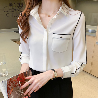 Γυναικείο πουκάμισο casual με τσέπη και κλασικό γιακά