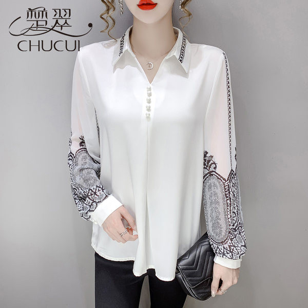 Ženska elegantna košulja s izvezenim rukavima i gumbima