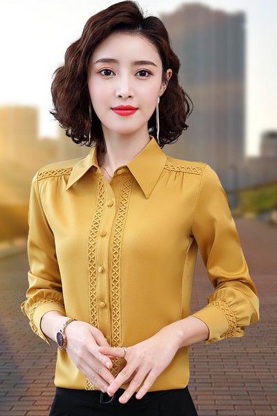 Γυναικείο επίσημο πουκάμισο με μακριά μανίκια και κλασικό γιακά σε πολλά χρώματα