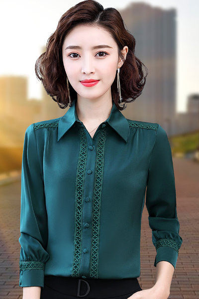 Дамска официална риза с дълъг ръкав и класическа яка няколко цвята 