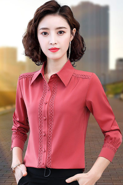 Дамска официална риза с дълъг ръкав и класическа яка няколко цвята 