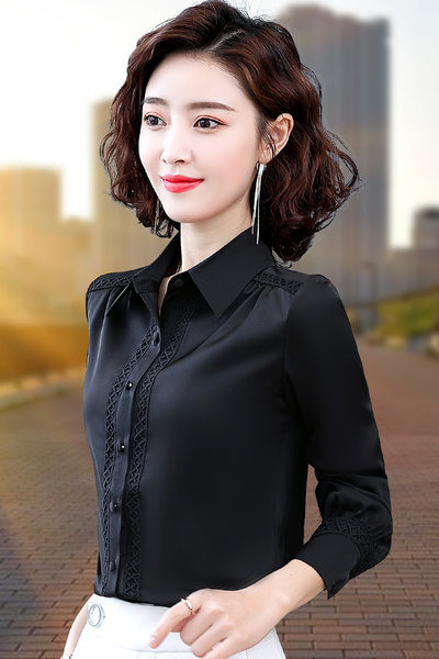 Дамска официална риза с дълъг ръкав и класическа яка няколко цвята 