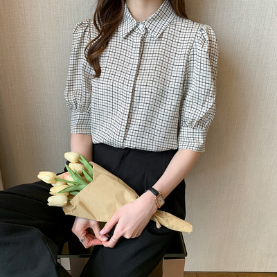 Γυναικείο πουκάμισο με κλασικό γιακά και μανίκια 3/4