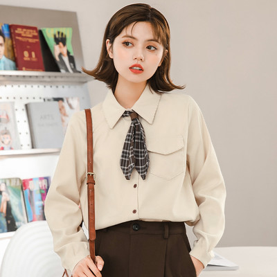 Casual γυναικείο πουκάμισο με καρό γραβάτα