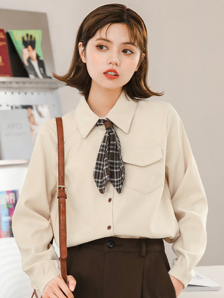 Casual γυναικείο πουκάμισο με καρό γραβάτα