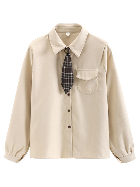 Casual γυναικείο πουκάμισο με καρό γραβάτα