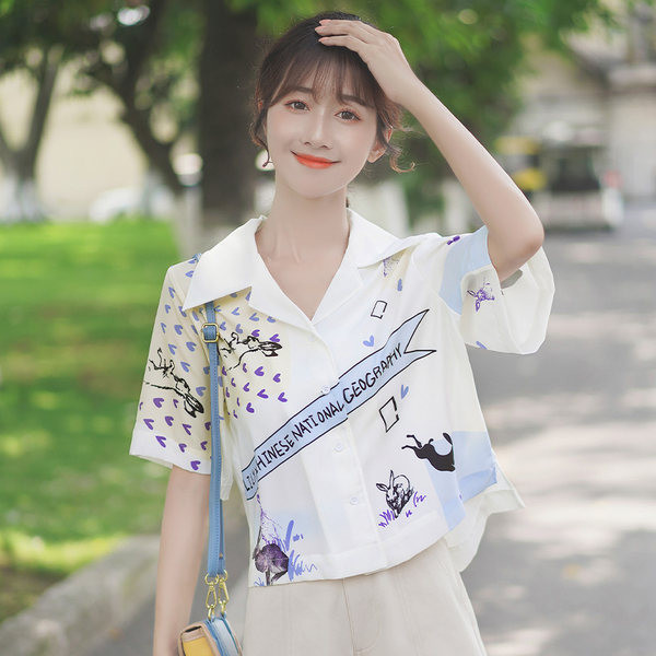 Naiste lühikeste varrukatega šifoonist särk