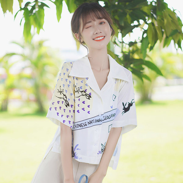 Naiste lühikeste varrukatega šifoonist särk