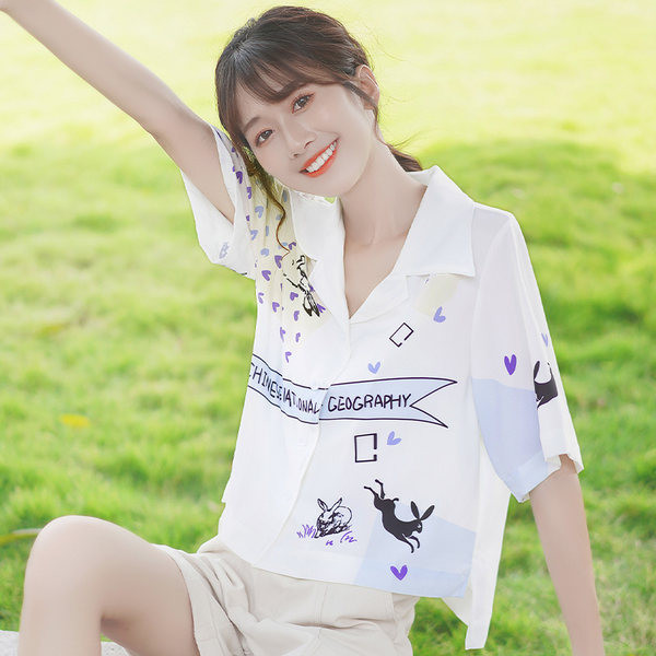 Naiste lühikeste varrukatega šifoonist särk