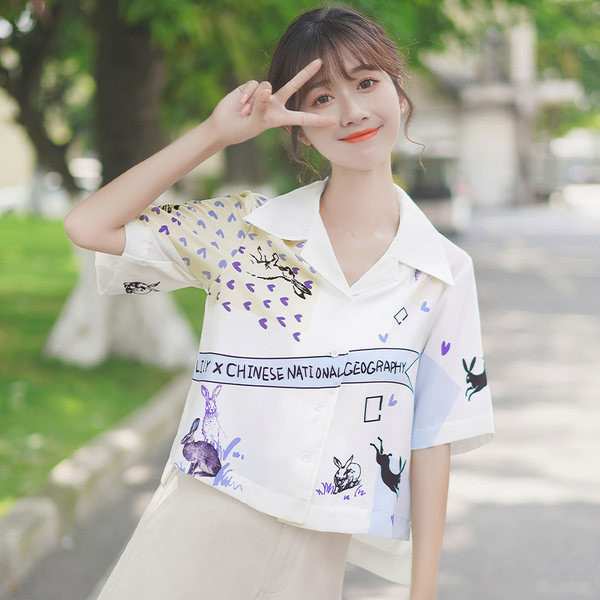 Naiste lühikeste varrukatega šifoonist särk