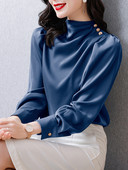 Satininiai moteriški marškiniai su sagomis