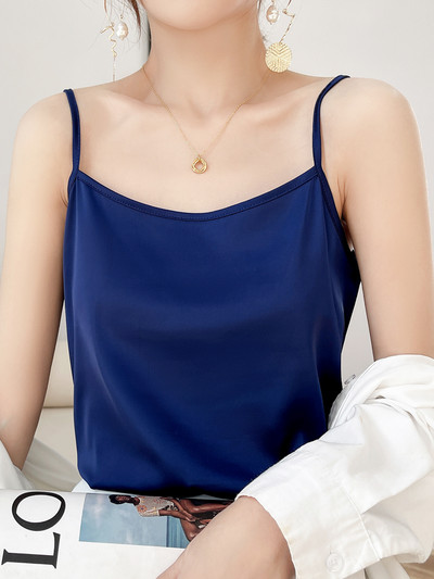 Γυναικείο σατέν φανελάκι με οβάλ ή  λαιμόκοψη