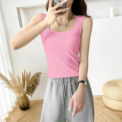 Ühevärviline laiade rihmadega naiste topp