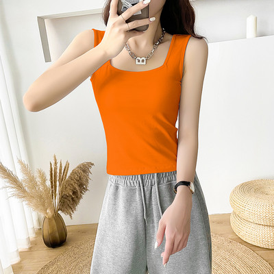 Ühevärviline laiade rihmadega naiste topp