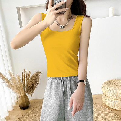 Ühevärviline laiade rihmadega naiste topp