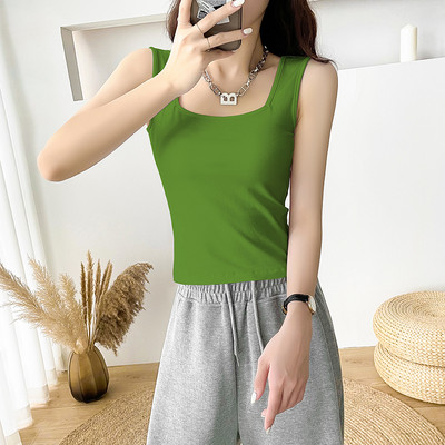 Ühevärviline laiade rihmadega naiste topp