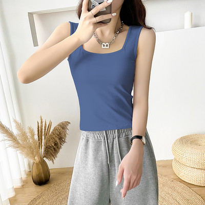 Ühevärviline laiade rihmadega naiste topp