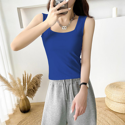 Ühevärviline laiade rihmadega naiste topp