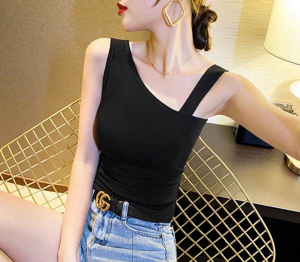 Изчистен модел потник с широки презрамки за жени