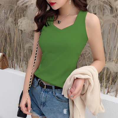 Ühevärvilise mudeli laiade rihmadega naiste topp - mitu mudelit