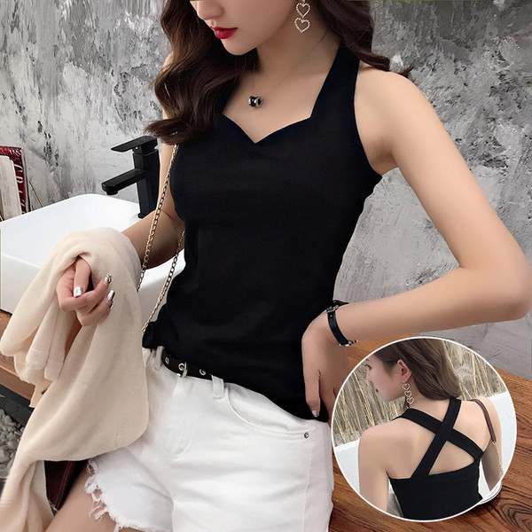 Ühevärvilise mudeli laiade rihmadega naiste topp - mitu mudelit