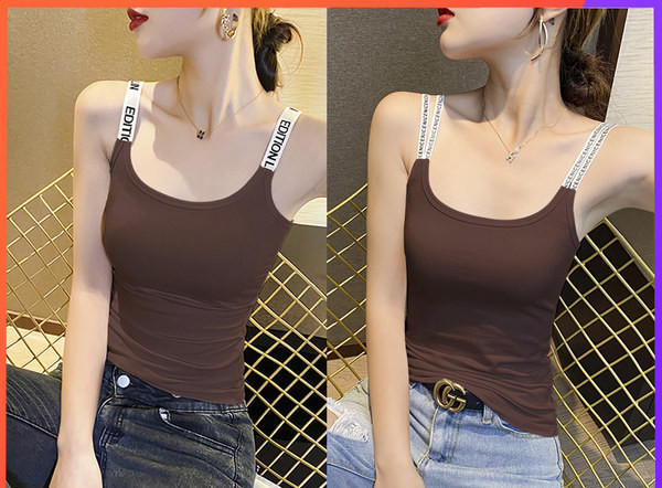 Καθημερινό γυναικείο φανελάκι με λεπτές τιράντες - εφαρμοστό μοντέλο